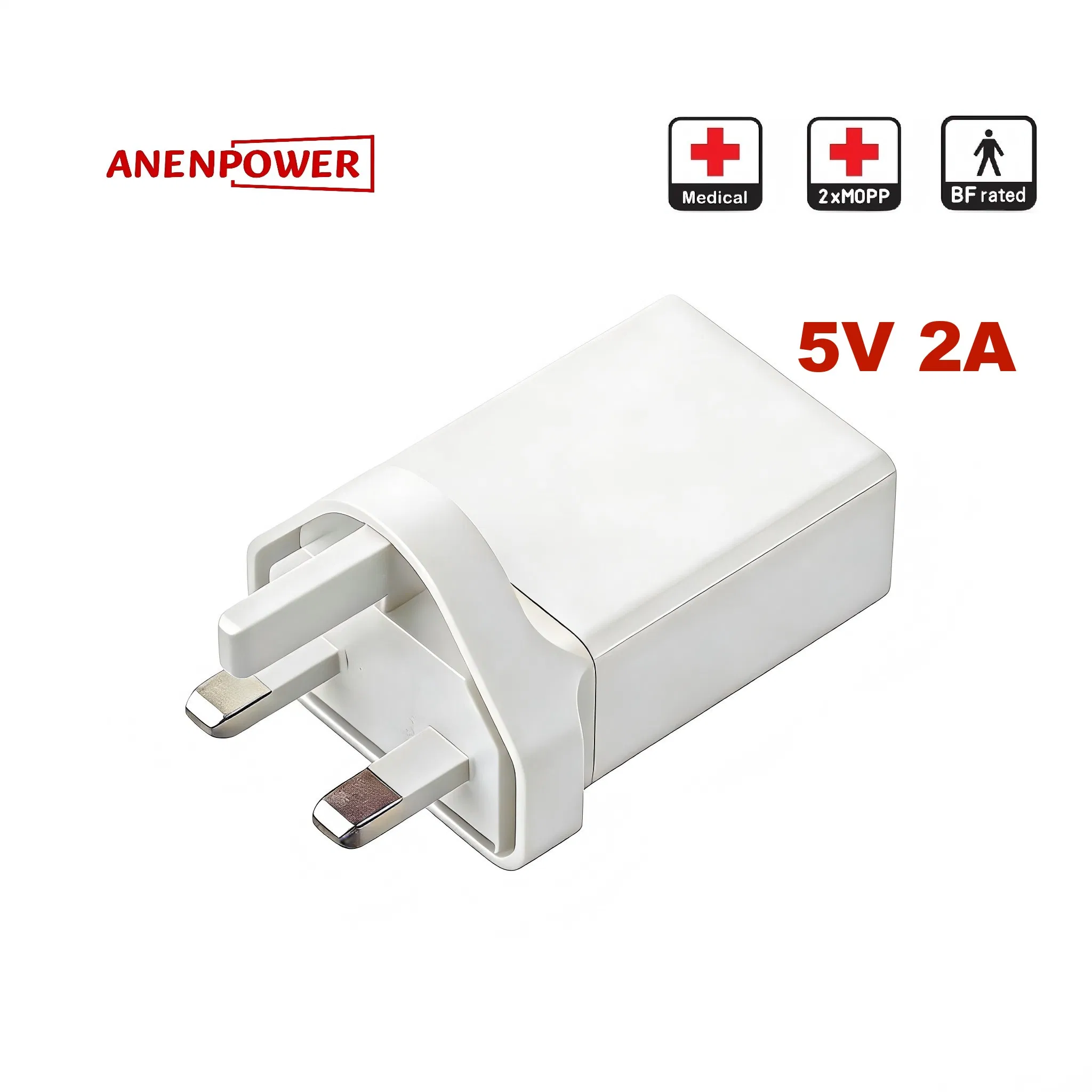 Medical Grade 5V 2A 10W Max Power Adapter IEC 60601-1 Certified Ukca Plug AC DC Supply