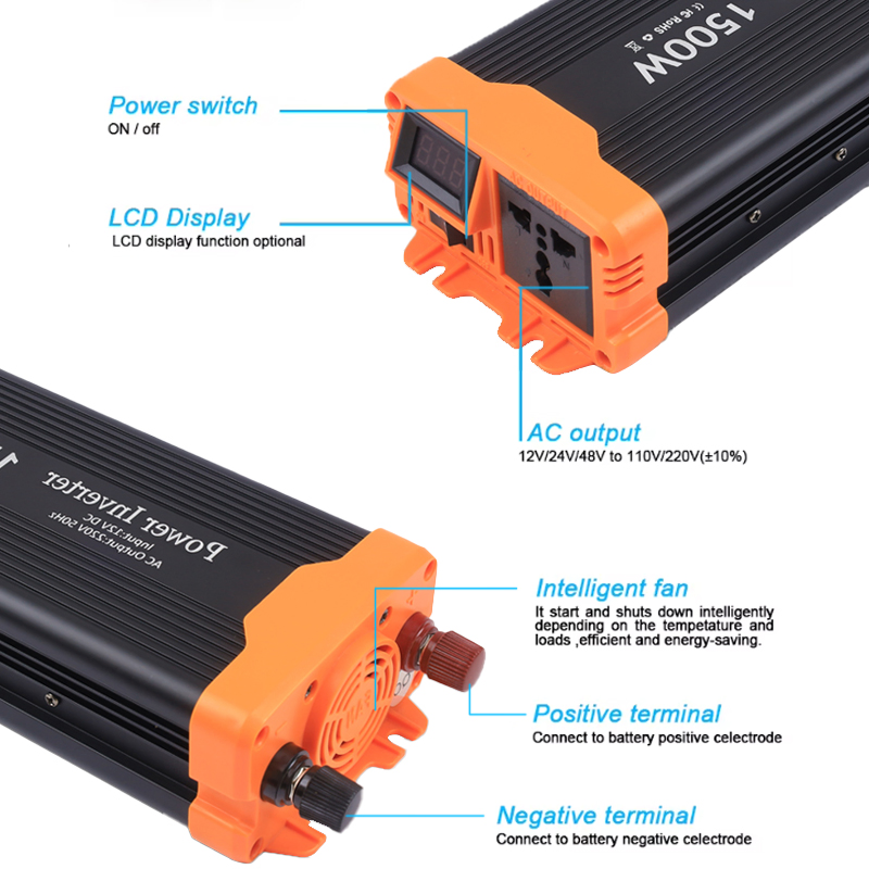 DC/AC 12V 220V 1500W Power Inverter Converter Invertor