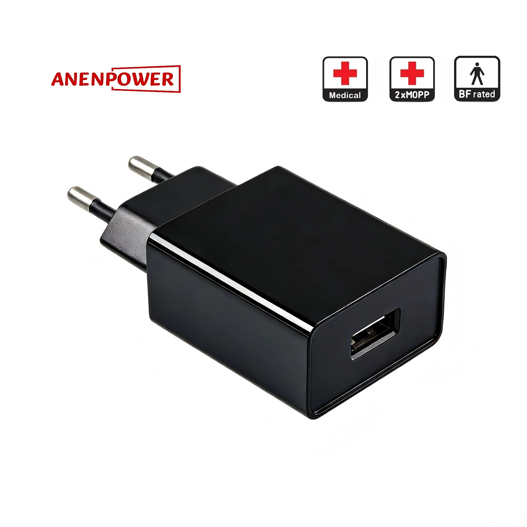 Medical Grade 5V 1A/2A USB Charger 10W AC/DC Power Adapter 2×Mopp IEC/En 60601-1 Safety Certified