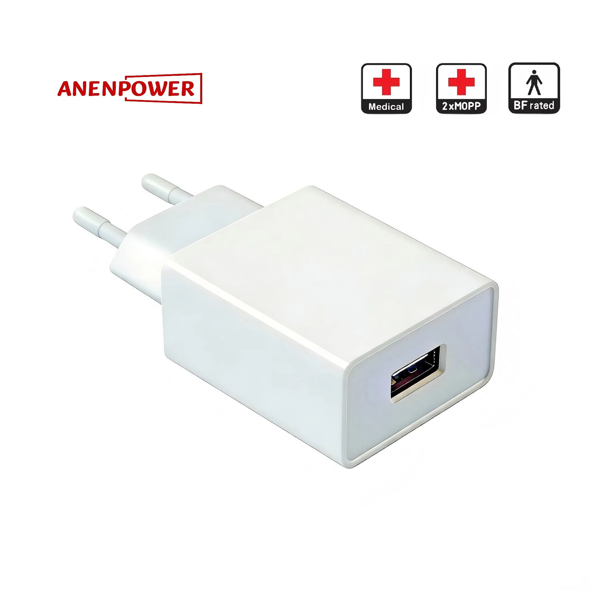 Medical Grade 5V 1A/2A USB Charger 10W AC/DC Power Adapter 2×Mopp IEC/En 60601-1 Safety Certified