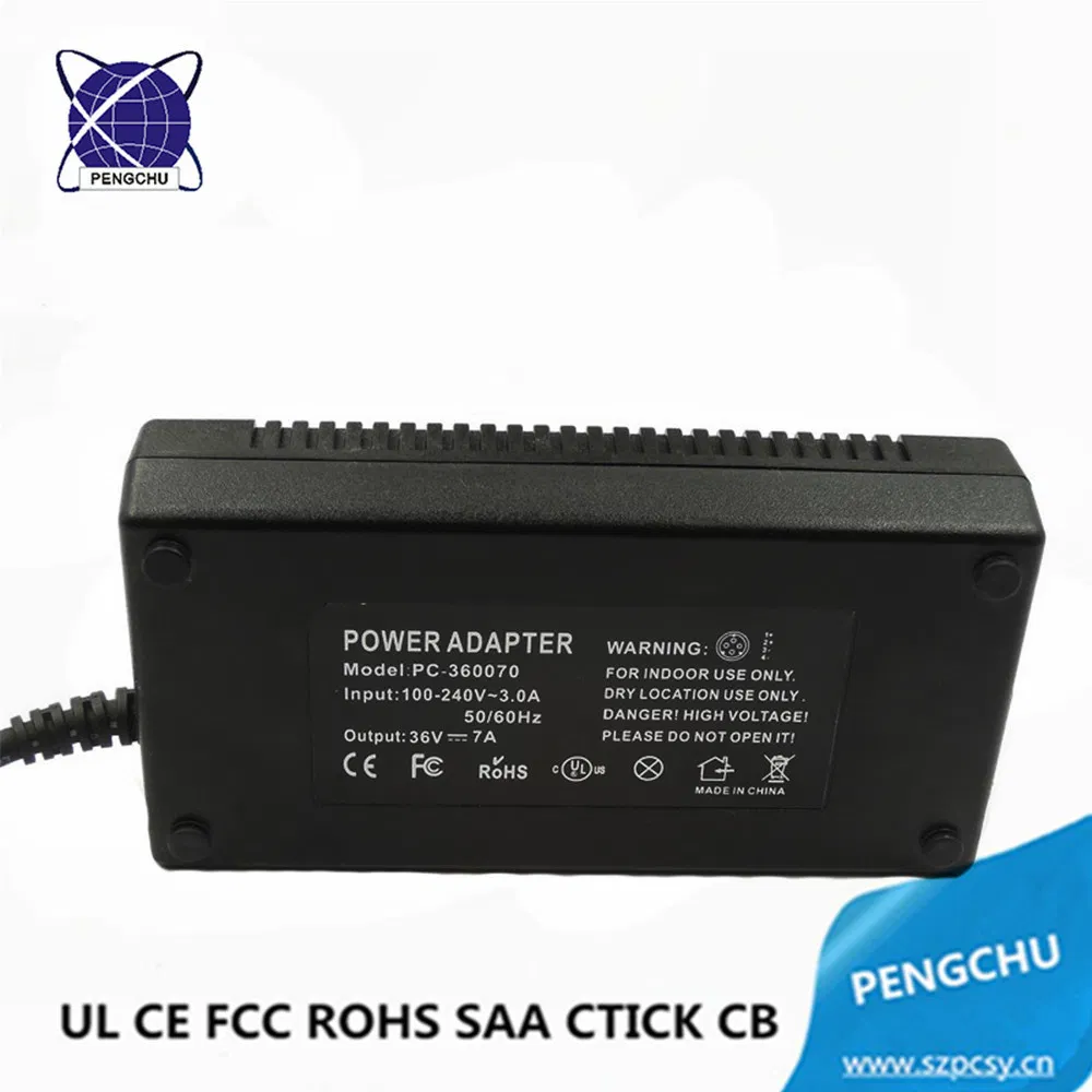 High PFC Function 252W 36Volt 7Amp Switch Mode Power Adapter with UL CE FCC RoHS CB SAA Approved