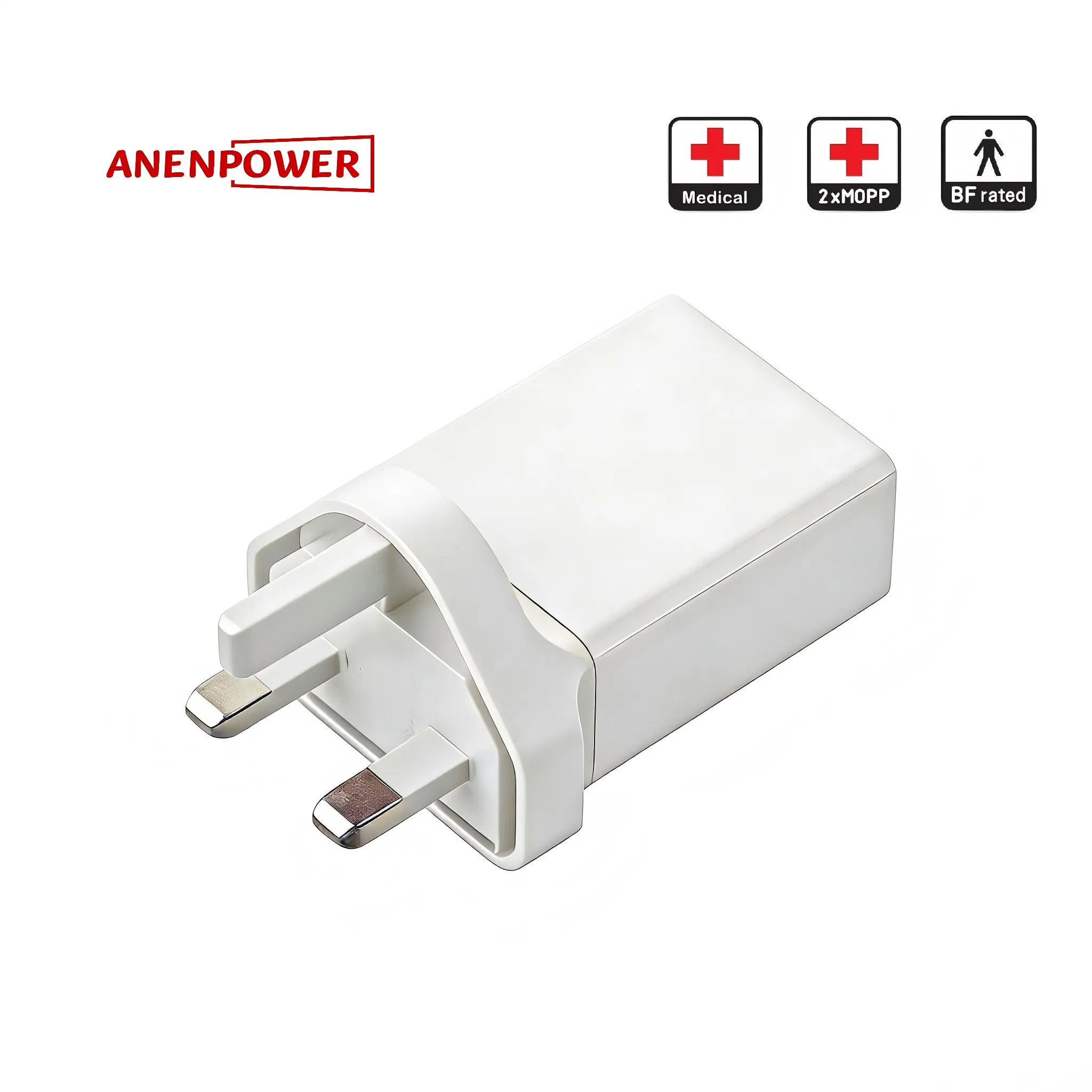 Medical Grade 5V 1A/2A USB Charger 10W AC/DC Power Adapter 2×Mopp IEC/En 60601-1 Safety Certified