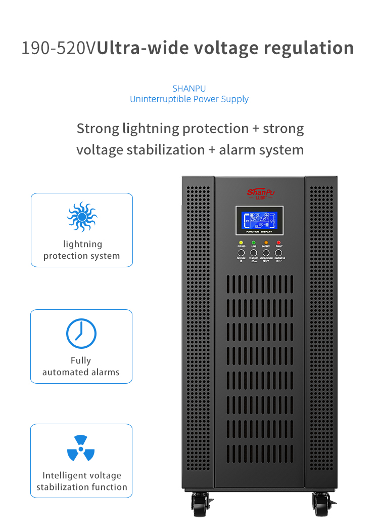 High Quality Online Dual Conversion Uninterruptible Power Supply Three Inputs and Three Outputs Stable Voltage Pure Sine Wave UPS for Communication Syste