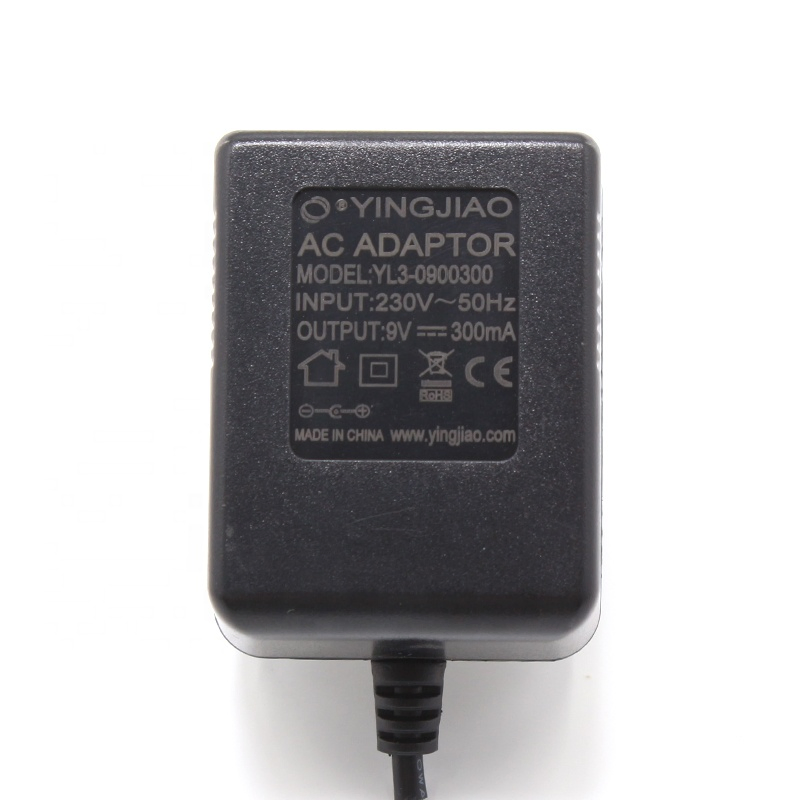 EU Plug Linear Power Supply Wall Plug Charger 9V 300mA AC to AC Power Adapter
