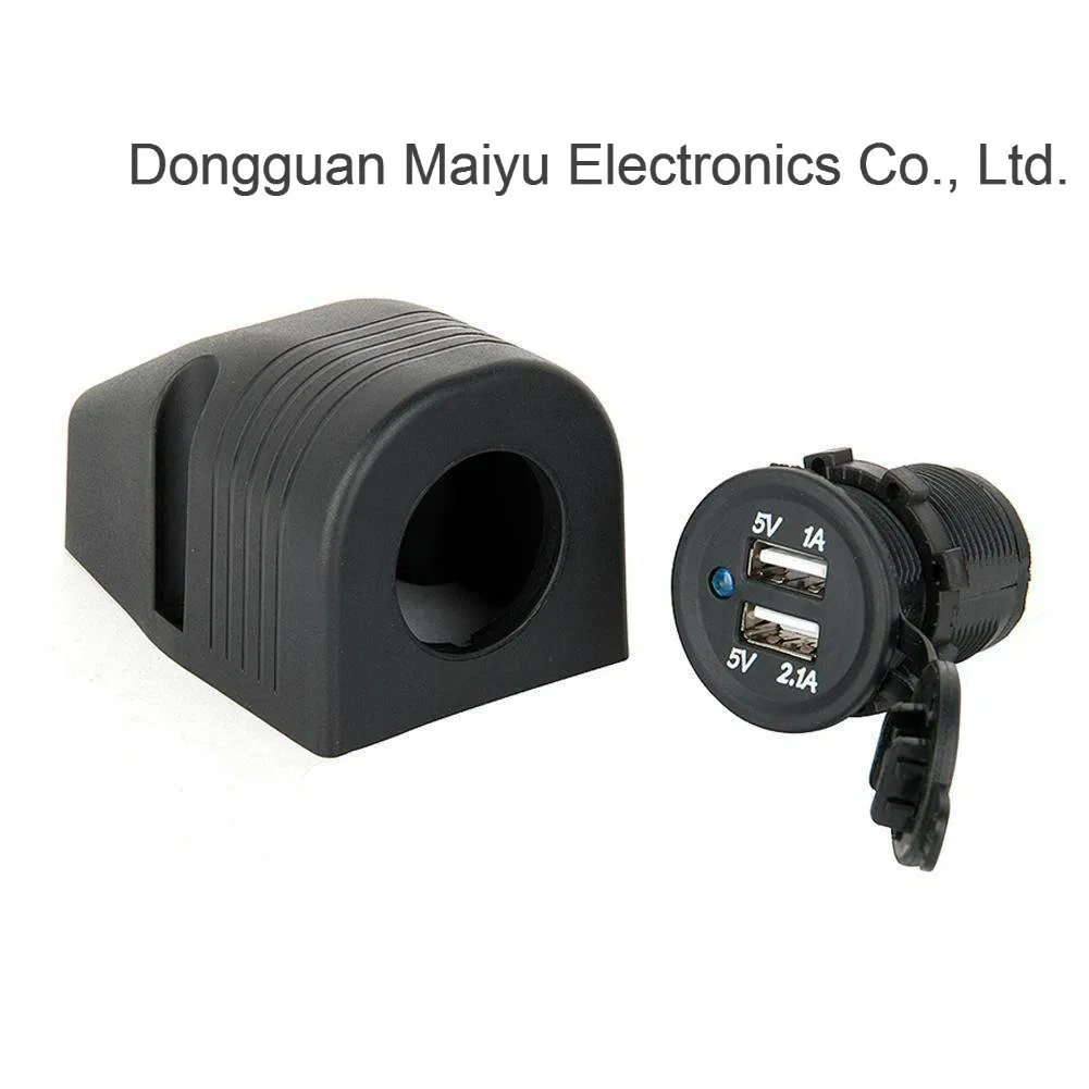 12V Dual USB Panel Dashboard Mount Charger Outlet Socket Adapter