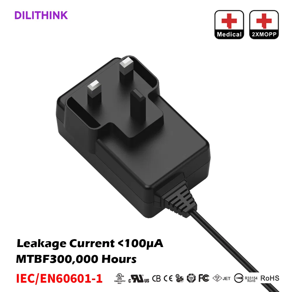 Medical Power Adapter Manufacturer 12W to 36W AC/DC Adapter for Medical Devices ISO 13485 Factory AC Adaptor