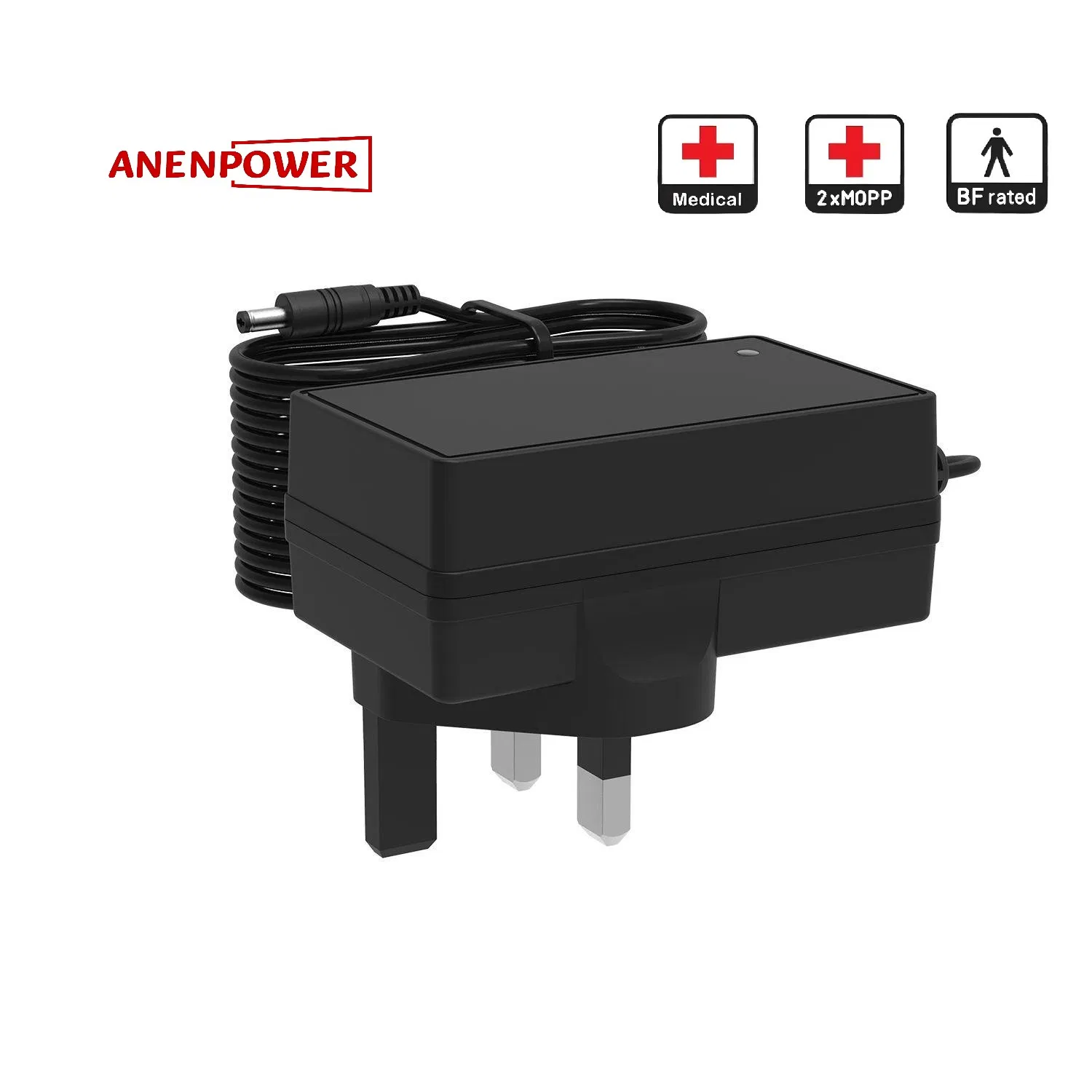 EU Plug 12V 3A Medical Power Adapter IEC 60601-1 CE Certified for Portable Patient Monitors