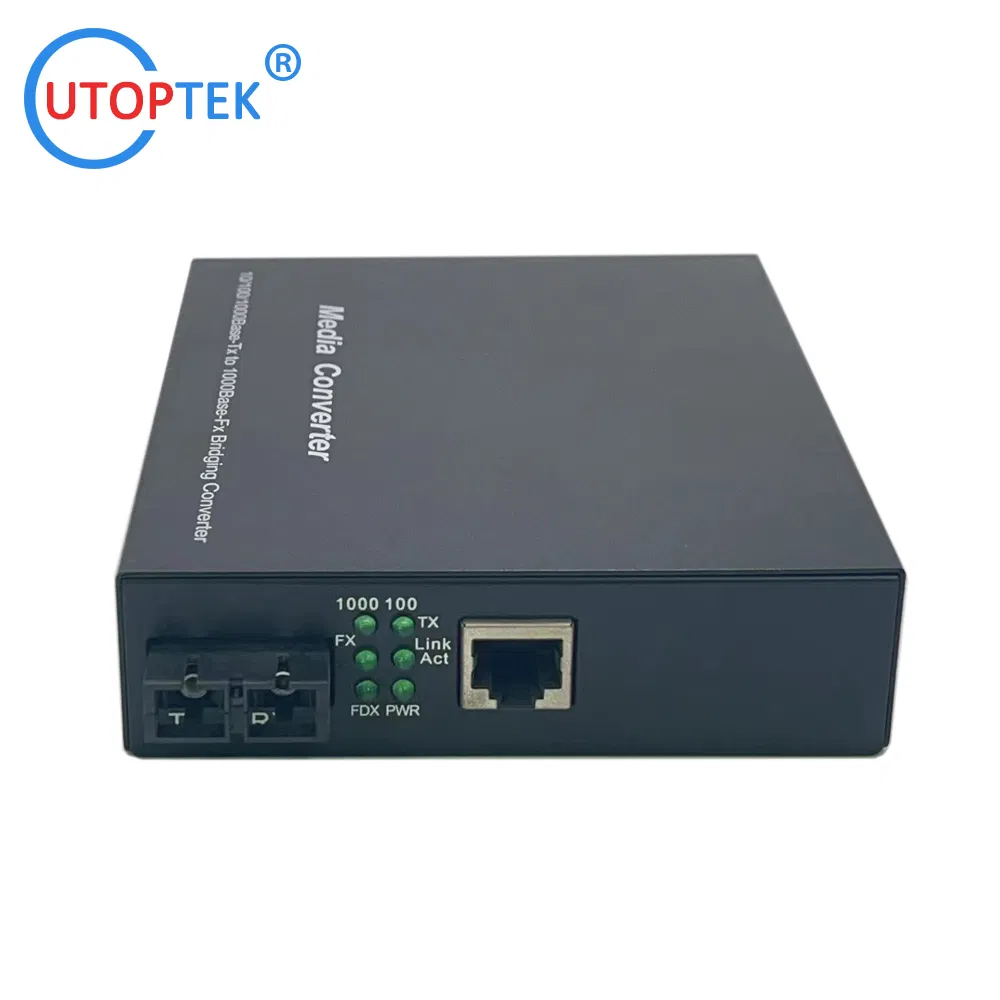Gigabit Media Converter with Built-in Power AC 100V~250V Single Mode 20km Internal Power Fiber Media Converter