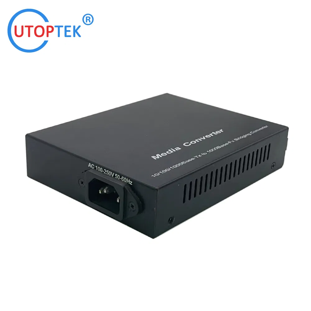 Gigabit Media Converter with Built-in Power AC 100V~250V Single Mode 20km Internal Power Fiber Media Converter