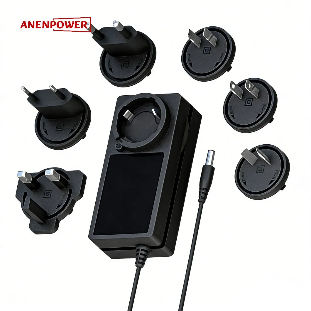 12V 3A/ 24V 1.5A/36V 1A/48V 0.75A AC DC Power Adapter with Interchangeable AC Plug UL CE Ukca Rcm Certification
