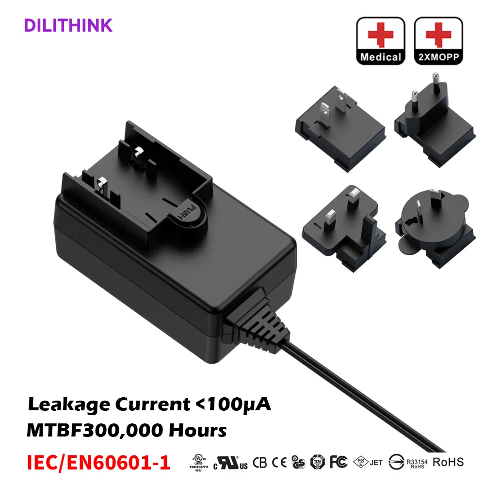 Medical Power Adapter Manufacturer 12W to 36W AC/DC Adapter for Medical Devices ISO 13485 Factory AC Adaptor
