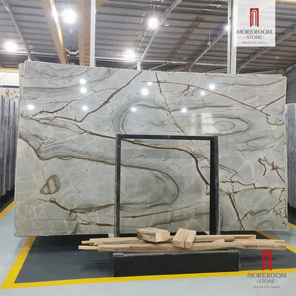 Luxury Granite Stone Bookmatch Blue Roman Impression Quartzite Slab