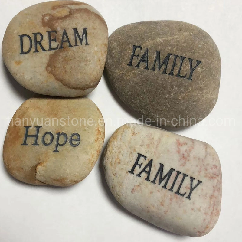 Engraved Letter Pebbles Natural Flat Polished River Pebble Stones