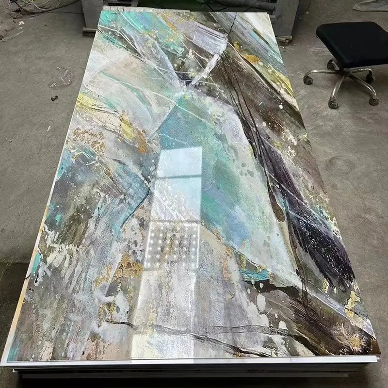 3D UV Slate EU Stock Marble PVC 2.5mm Wall Sheet for Bathroom 1220*2440 Board Veener Warehouse Use Waterproof