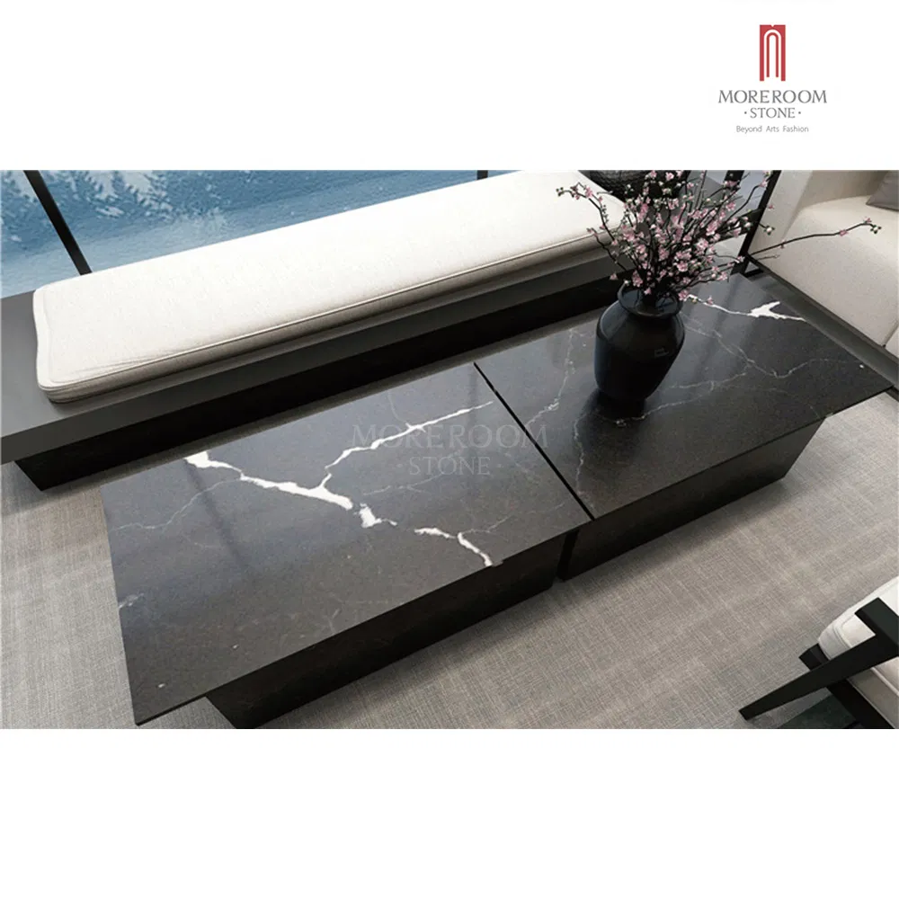Calacatta Black Quartz Engineered Stone Livingroom Table Worktops Countertops
