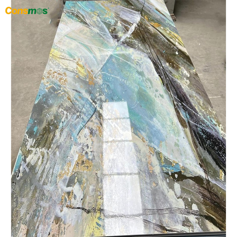 3D Printed Wall Panels 1220*2440*3mm High Glossy PVC UV Marble Sheets Slate