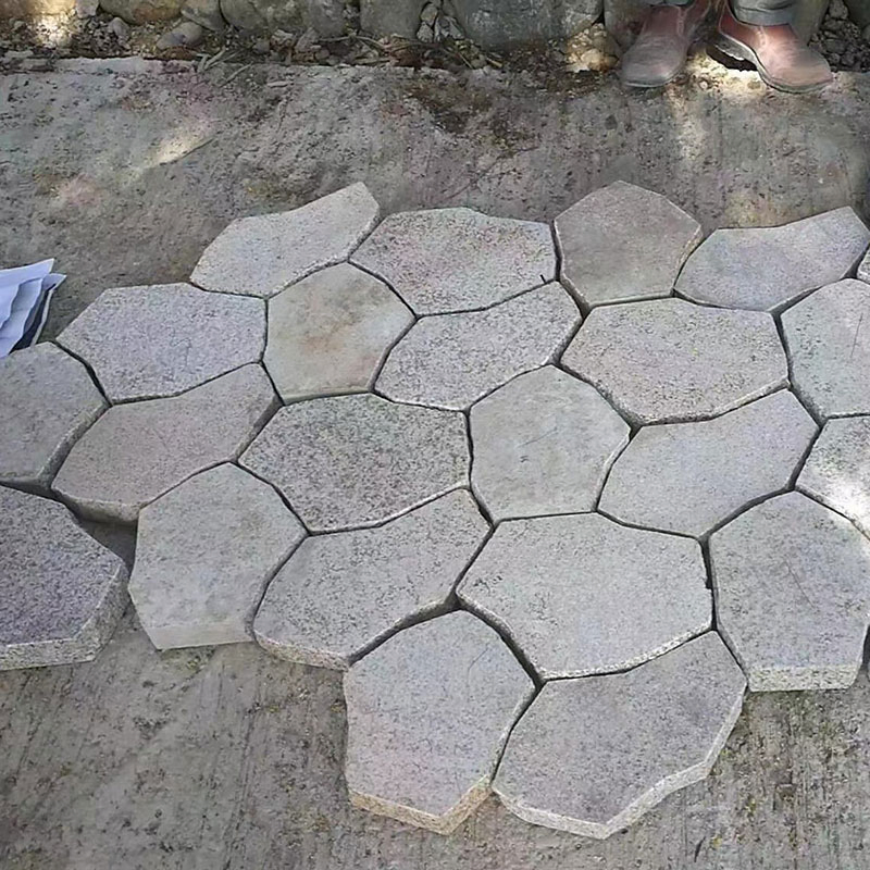 Rusty Yellow Granite Pavement Mesh Cobblestone Pavers with Net