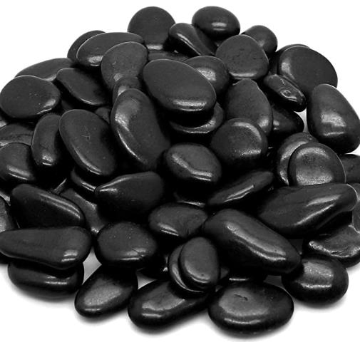 Decorative Stone Black River Rocks, Polished Pebble Garden Black Color, 2-3cm, 3-5cm