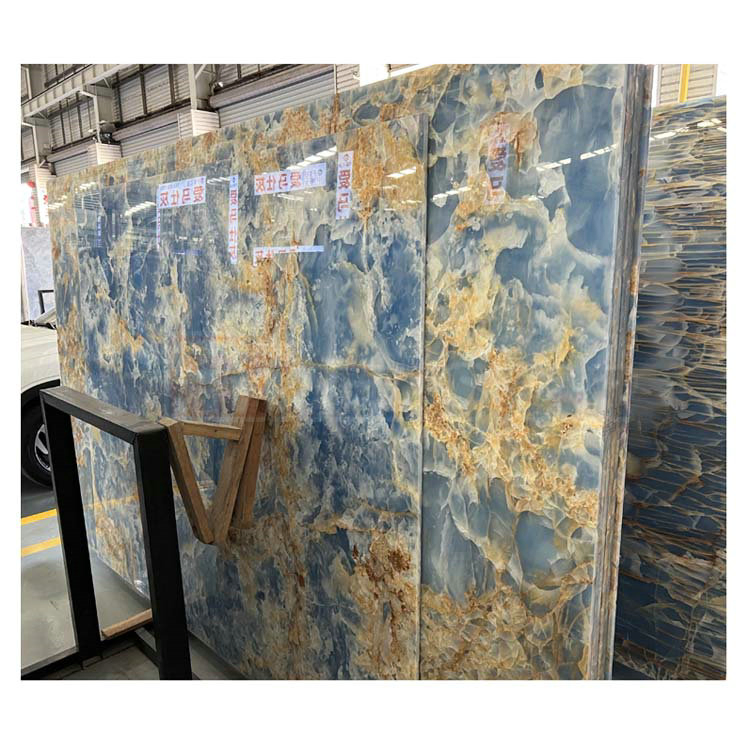 Bookmatch Brown Veins Transit Green Onyx Blue Marble Onyx Stone