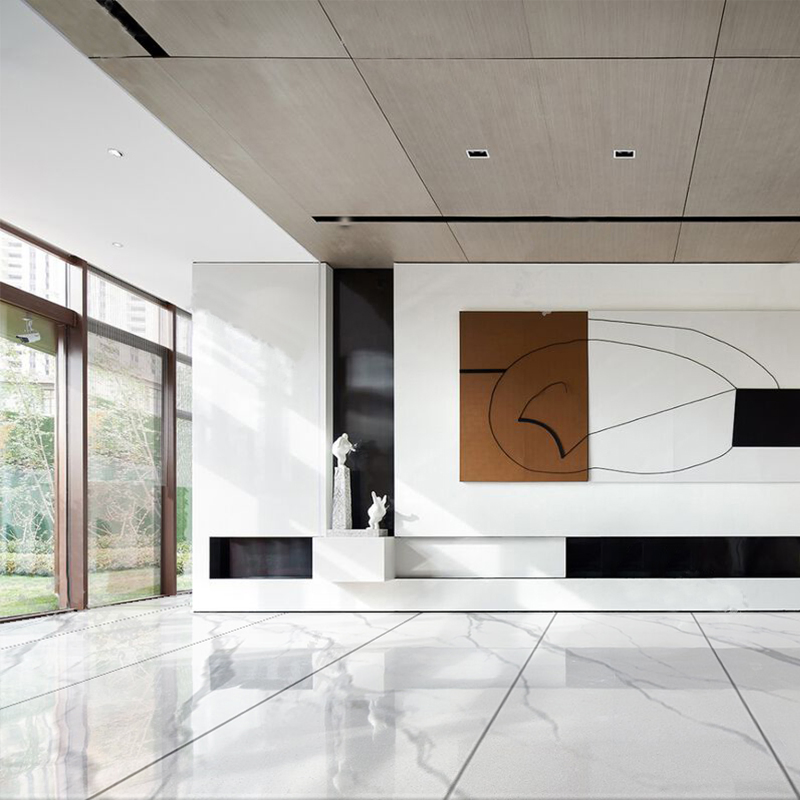 Polished 1600X3200mm Calacatta White Sintered Stone Slab for Background Wall and Kitchen Countertop