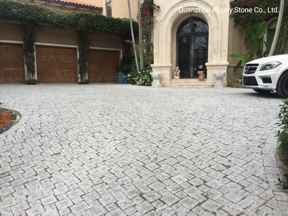 China Wholesale Cheap Natural Split Tumbledg603 Light Grey Granite Cobblestone Driveway Pavers Price