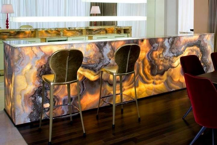 Translucent Yellow Onyx Natural Marble Stone for Bar Table