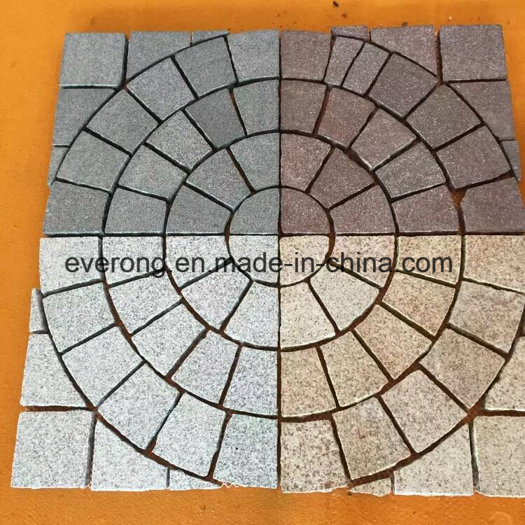 Natural Granite Meshed Back Flagstone/Cobblestone Paver in Multicolor for Exterior Paving