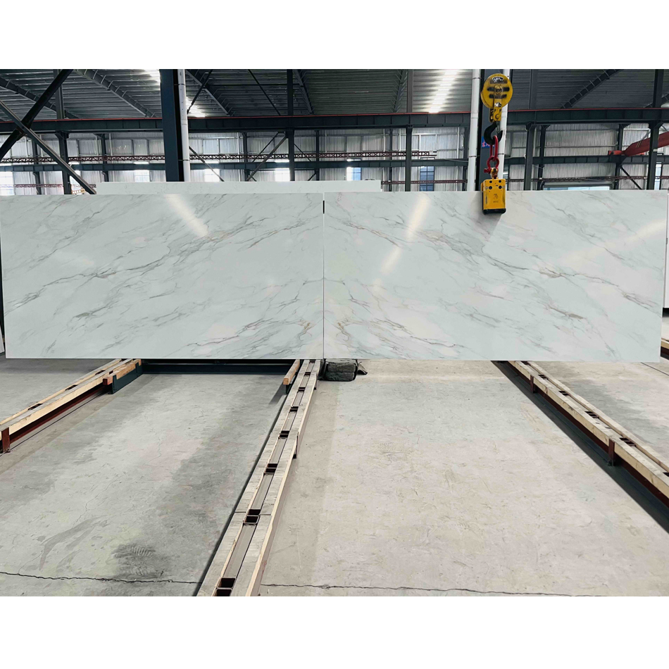 Factory Price Artificial Engineered Solid Surface 3D Ink Printed White/Black/Beige/Grey Calacatta Marble Quartz Quartzite Stone for Slabs, Countertop