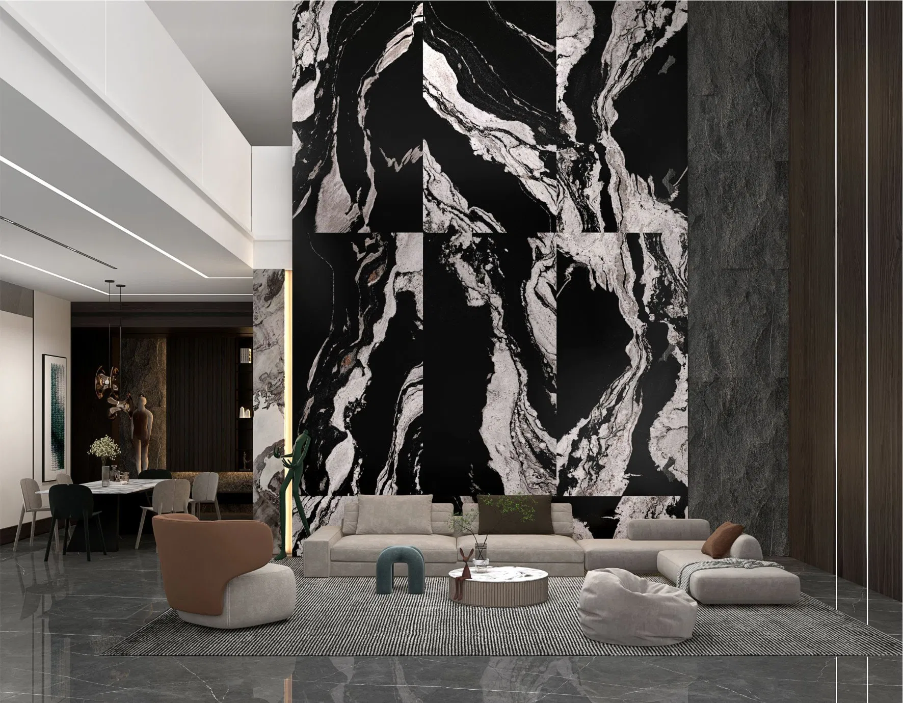 2024 Countertop 12mm Popular New Design Polished Rock Stone Wall Slab Wholesale Sintered Stone