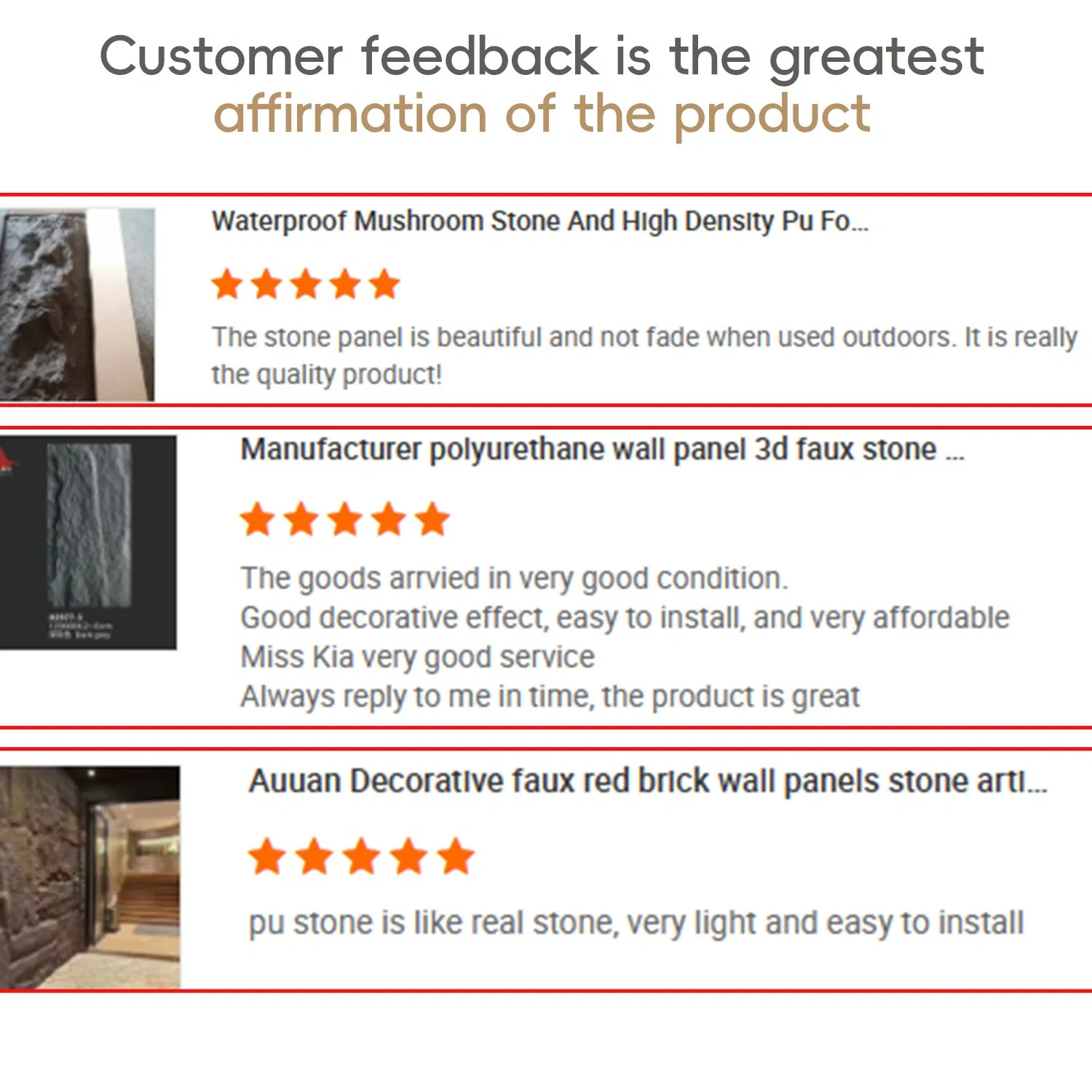 Auuan Popular High Quality Veneer Faux Stone Panel for Villa House Interior