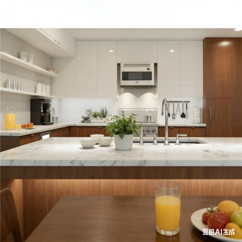 Kitchen Countertop, Seamless Joint Natural Looking Silica Free Quartz Slab, Practical Large Scale Surfaces