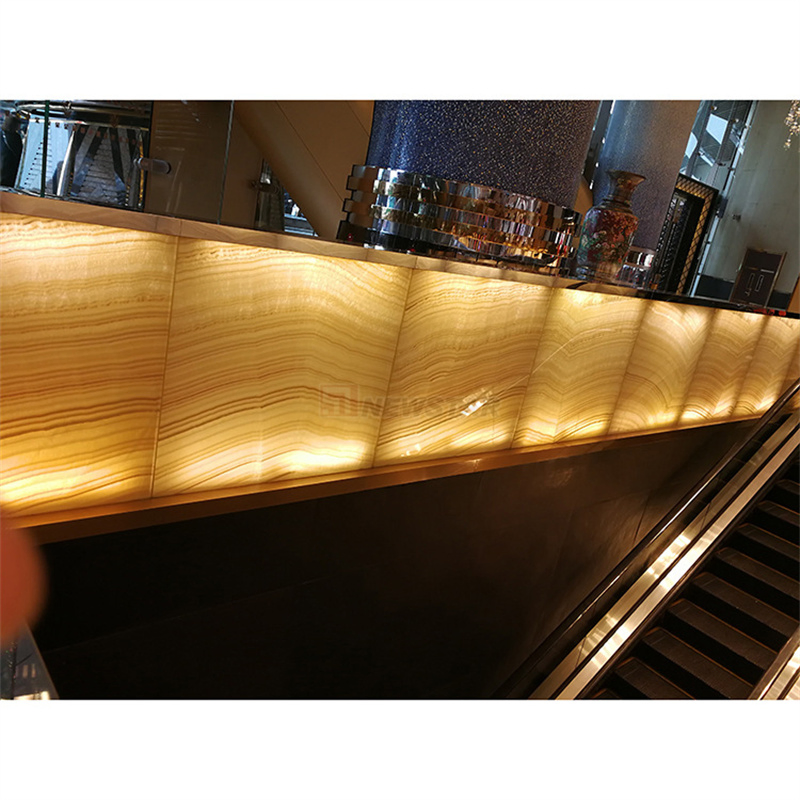 Newstar Natural Backlit Onyx Glass Panel Wall Tile Countertop Onyx Marble Slab Transparent White Onyx Translucent Stone