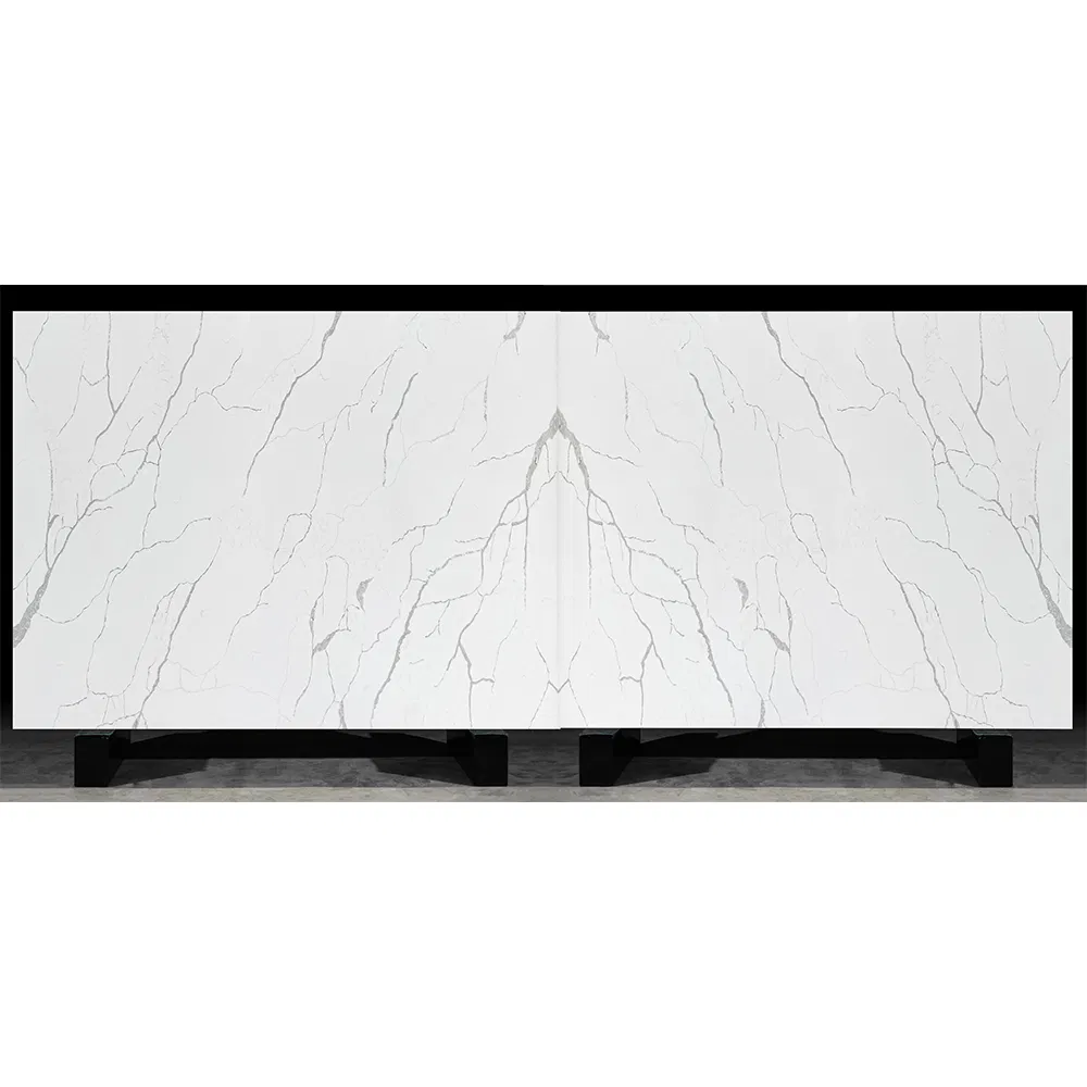 Glossy Surface Cut to Size 30mm Thickness Quartz Slab Countertop Artificial Calacatta Quartz Stone