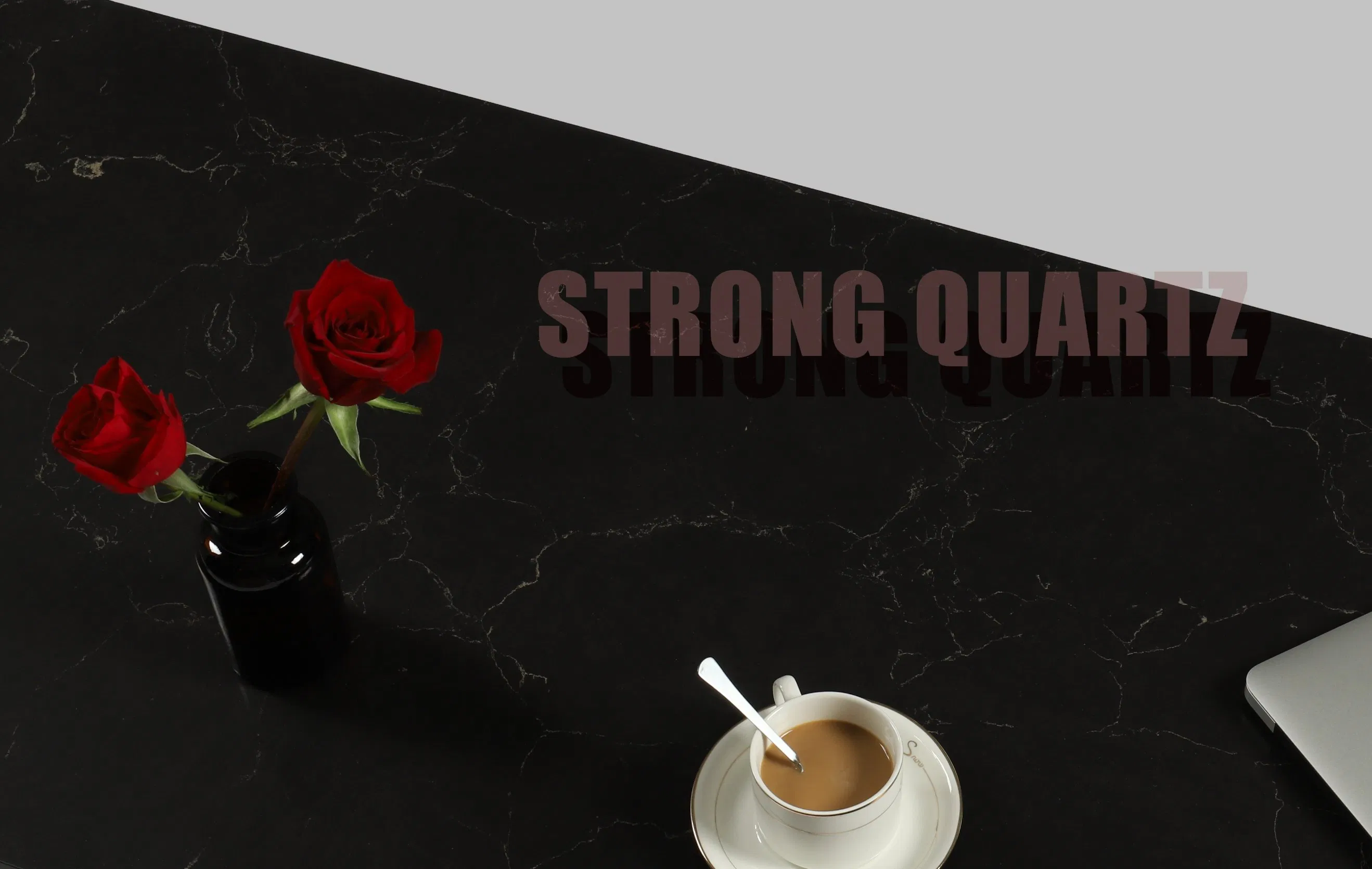 China/India/Vietnam/America/Asian/Australia Polished/Matt/Leather Black Artificial Quartz Stone for Vanitytop/Countertop/Worktops/Benchtops/Reception Desk