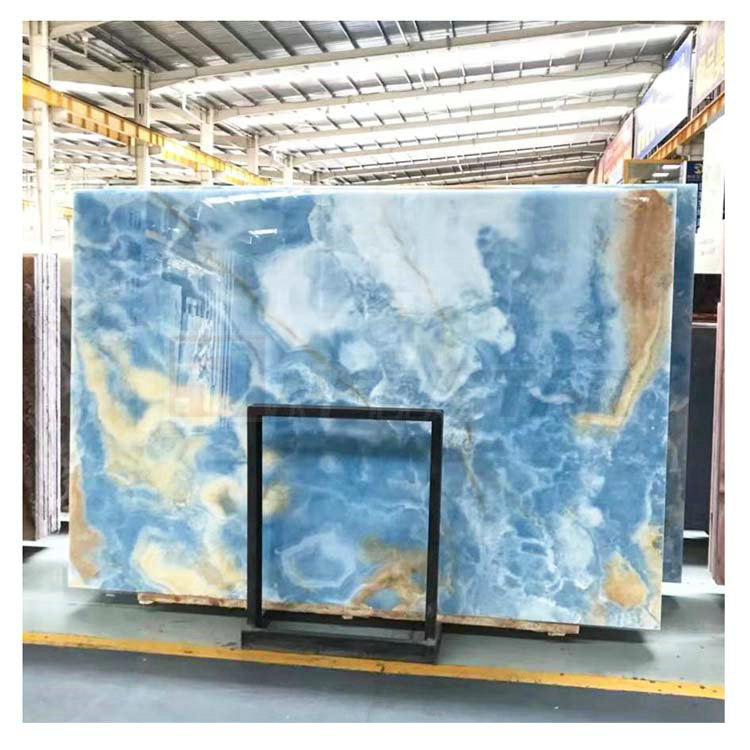 Bookmatch Brown Veins Transit Green Onyx Blue Marble Onyx Stone