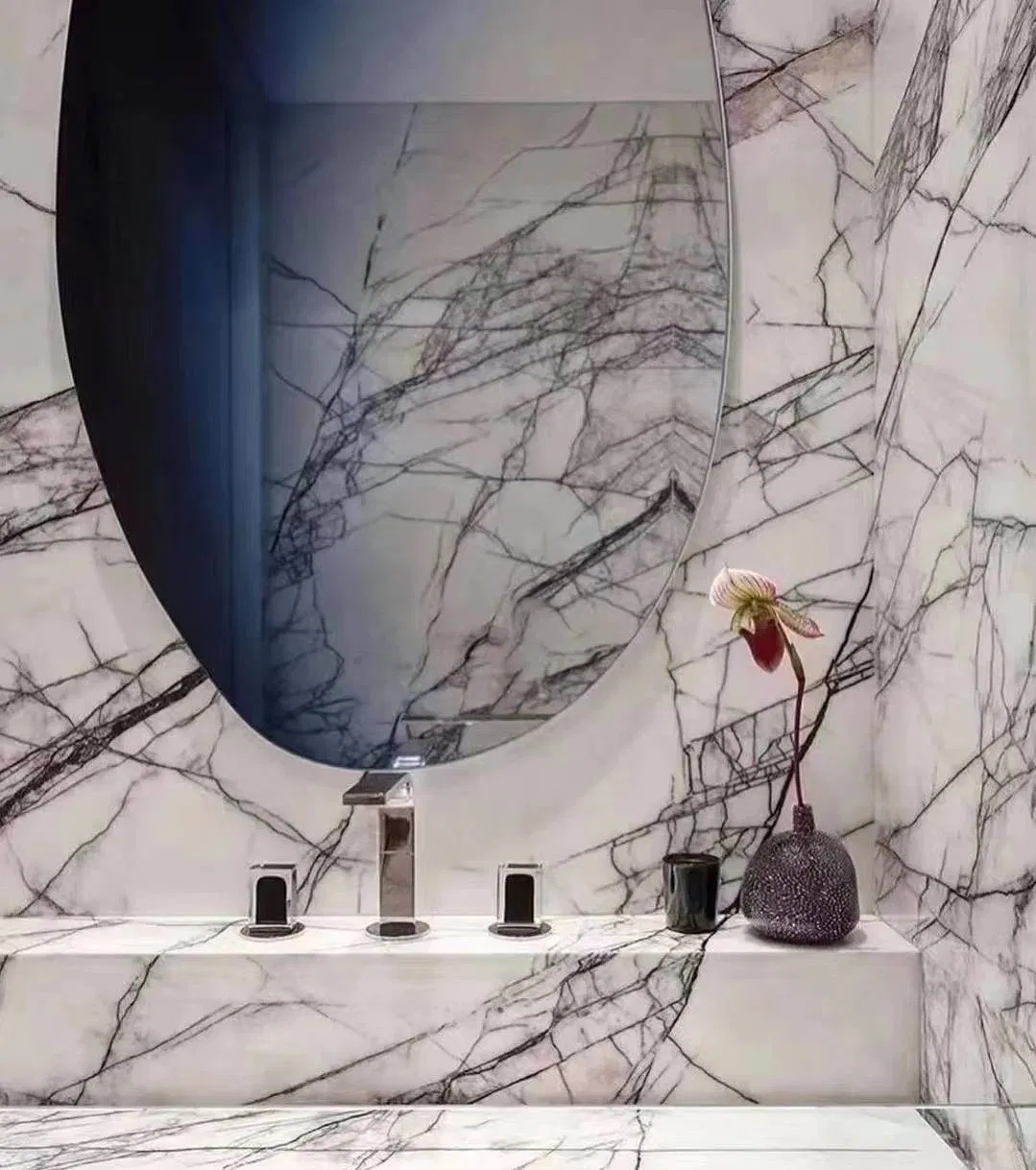 Eco-Friendly Marble Slab Recycled Stone Engineered White Customizable Decor