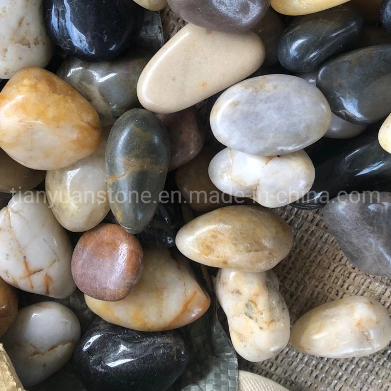 Red/Amber/White/Tiger Stripe/Black Mixed Pebble River Stone Polished for Garden Landscape