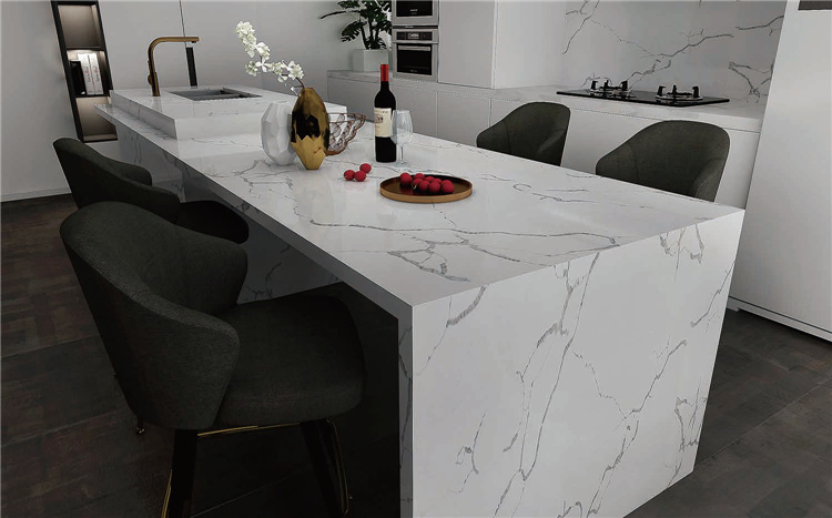 Artificial Quartz White Gray Engineered Stone for Kitchen Furniture Countertop