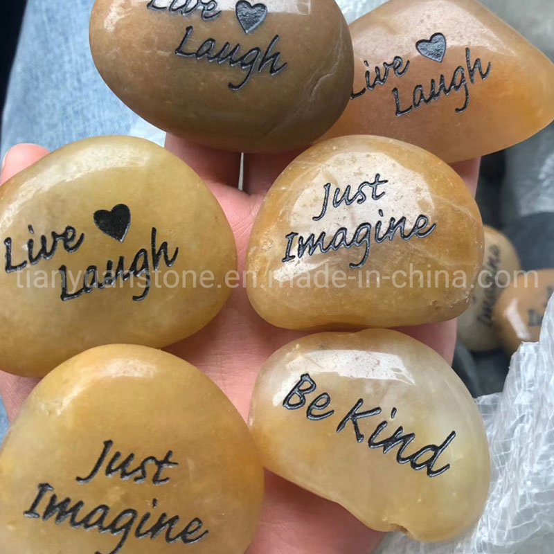 Engraved Letter Pebbles Natural Flat Polished River Pebble Stones