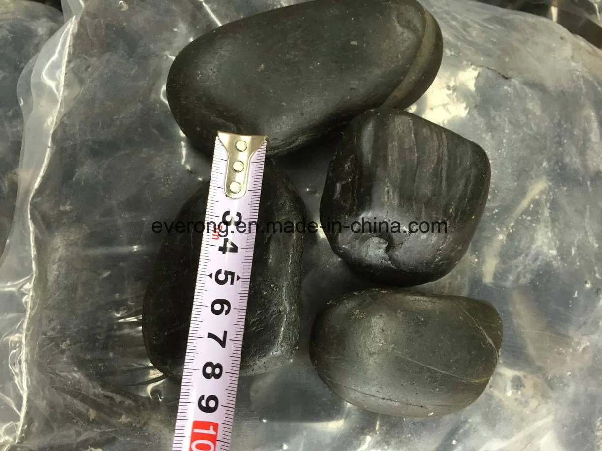 Black Oval Pebbles Stone with Polished Surface