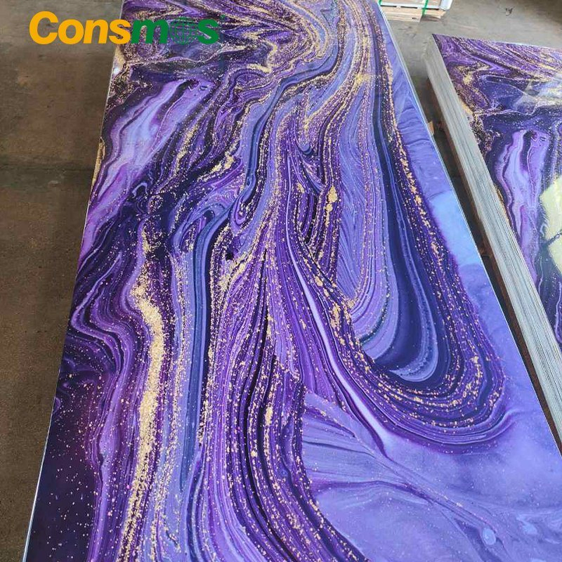 3D Printed Wall Panels 1220*2440*3mm High Glossy PVC UV Marble Sheets Slate
