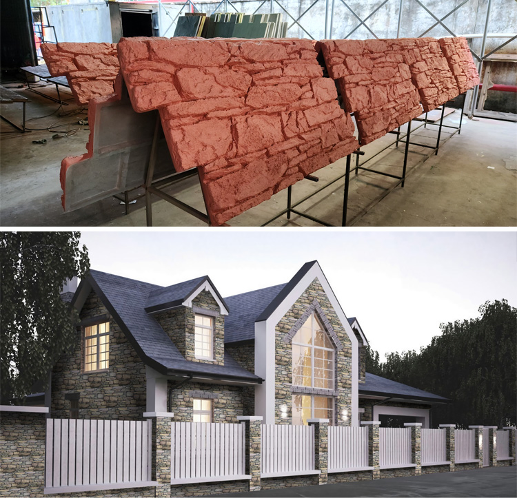 Mountain Rock Pattern PU Faux Stone Foam Brick Wall for Villa Hotel Decorative Stone