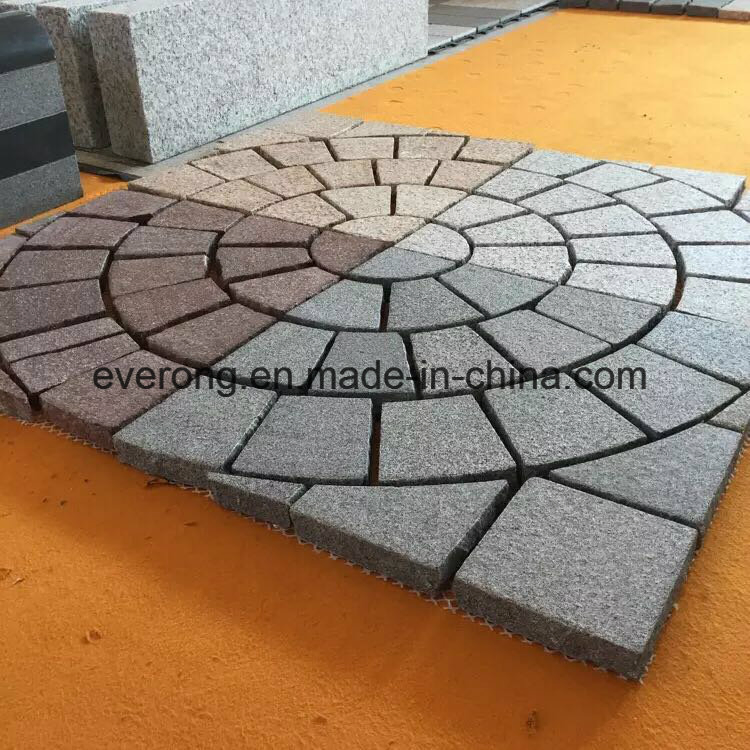 Natural Granite Meshed Back Flagstone/Cobblestone Paver in Multicolor for Exterior Paving