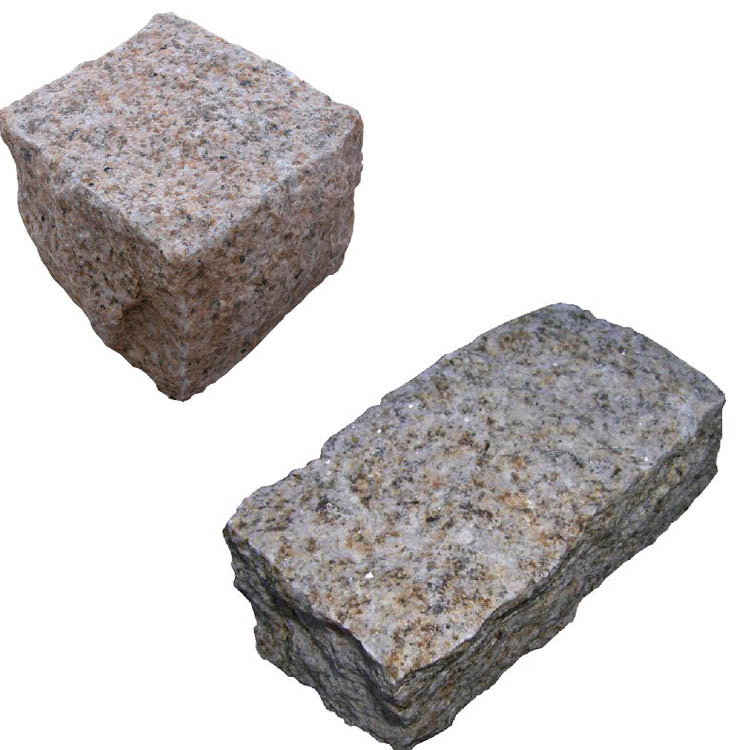 Natural Split Finish Yellow Rusty Granite G682 Cobblestone Paving for Driveway and Patio Pavers