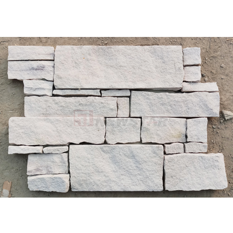 Newstar Natural Sand Stone Wall Cladding Split Random Exterior White Sandstone Tile Decoration Stone Wall Panels