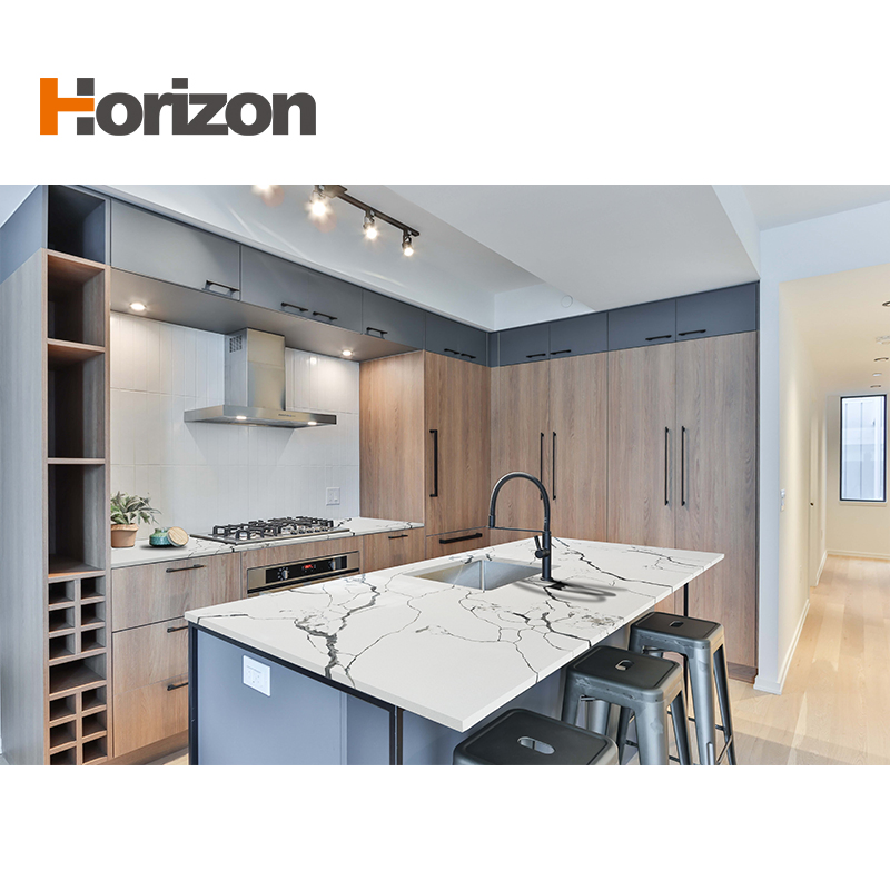 Best Selling Horizon Engineered Stone Calacatta Quartz White Marble Slabs for Worktops