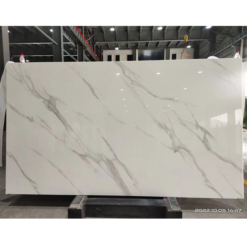 Crystallized Glass Polished Calacatta/Carrara Countertop/Wall Nano White Marble Stone