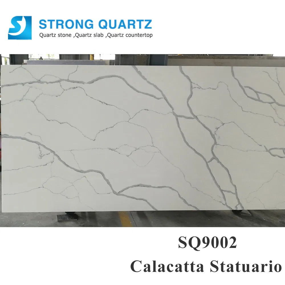 Calacatta White Quartz Stone Slabs/Engineered Stone for Countertop/Cut to Size Tiles/Vanity Tops/Background/Flooring/Backsplash