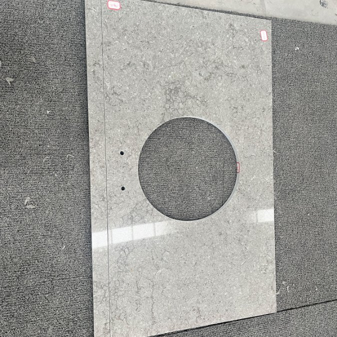 Grey Artificial Solid Surface Quartz Stone Kitchen Countertop Bathroom Top Engineered Stone