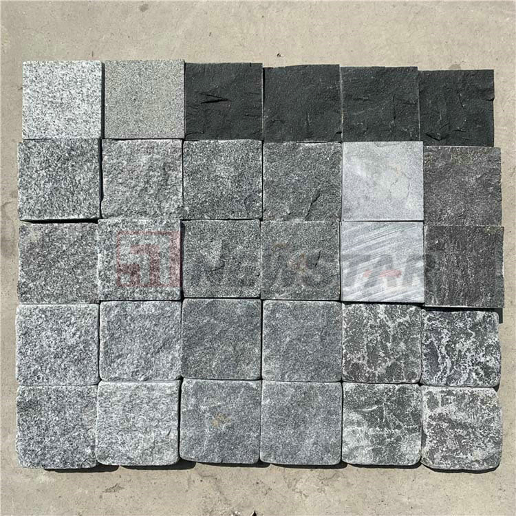 Landscaping Paving Cobblestone Granite Tile Price Black Granite Cubestone Price Pavers
